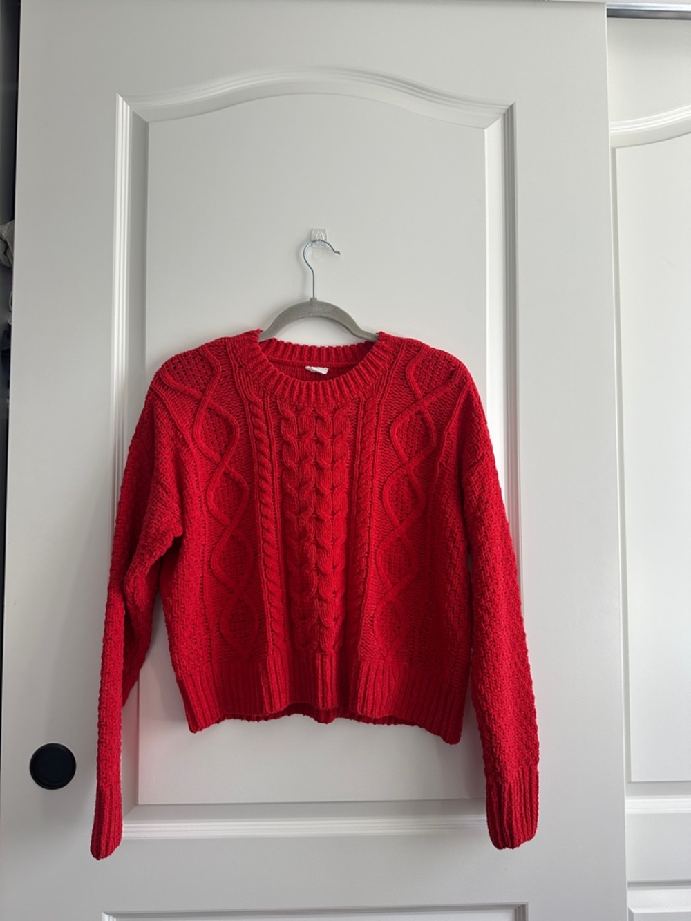 Garage Red Cable Knit Crewneck Sweater
